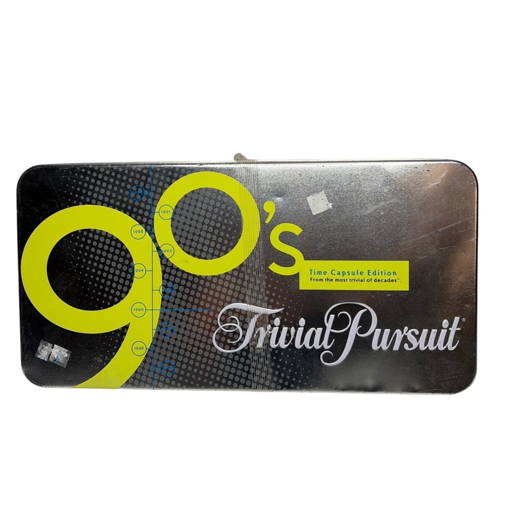 90s Trivial Pursuit Time Capsule Edition Board Game Metal Tin Parker Brothers‎